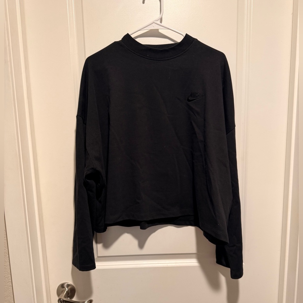Nike Black Cropped Mock Neck Sweatshirt